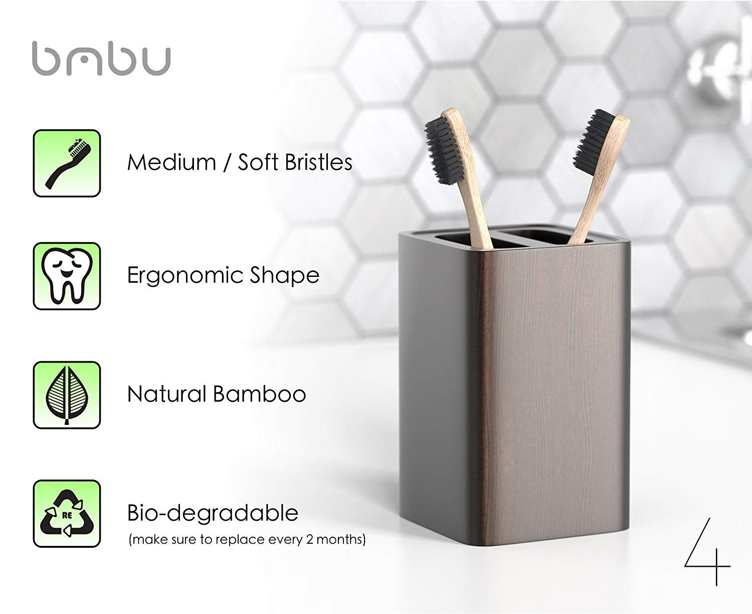Bamboo Toothbrush 4 Pack 