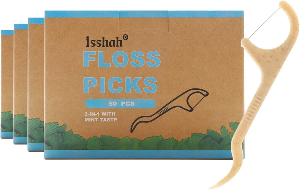 Natural Dental Floss Picks - 200 