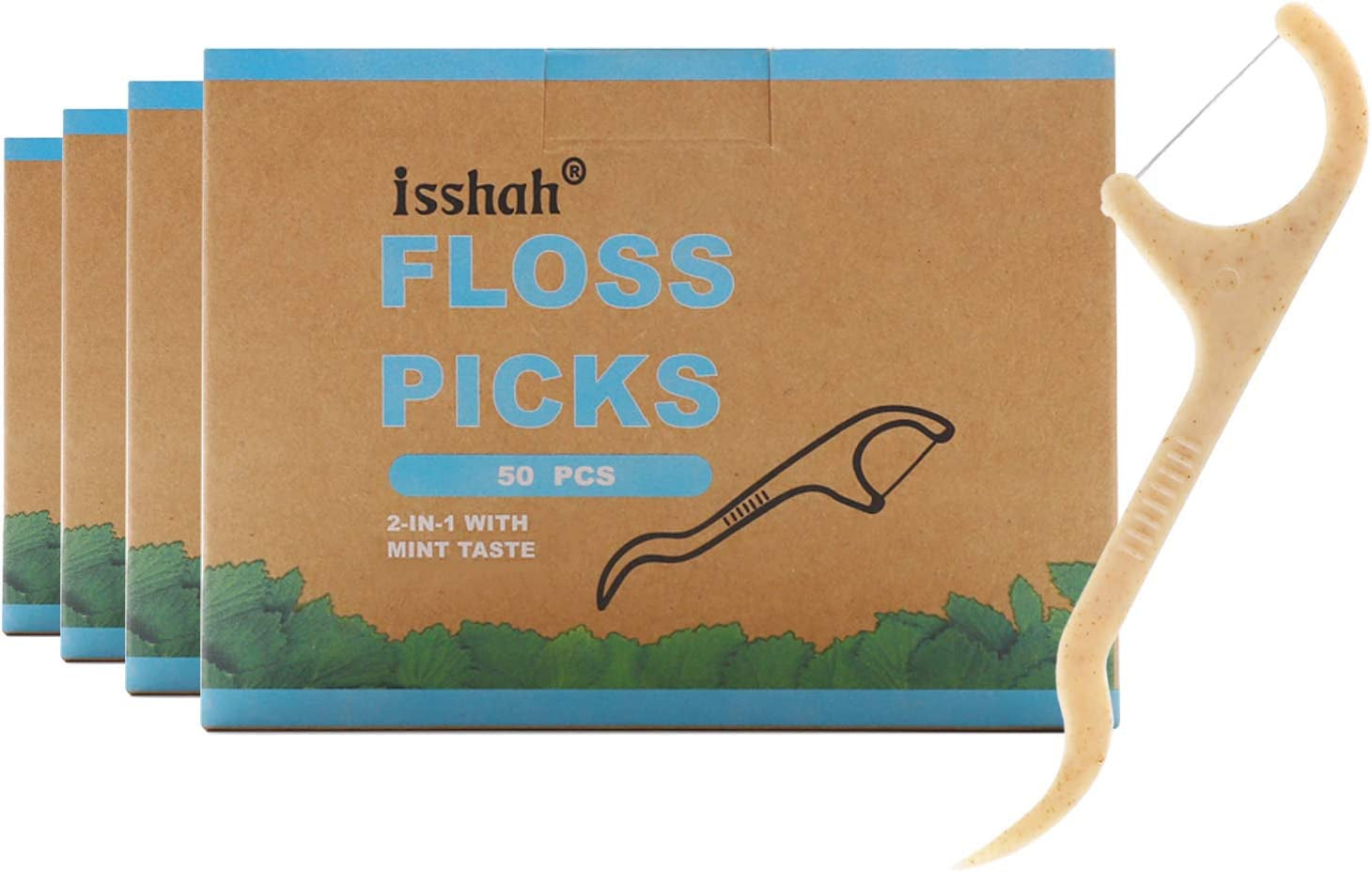 Natural Dental Floss Picks - 200 