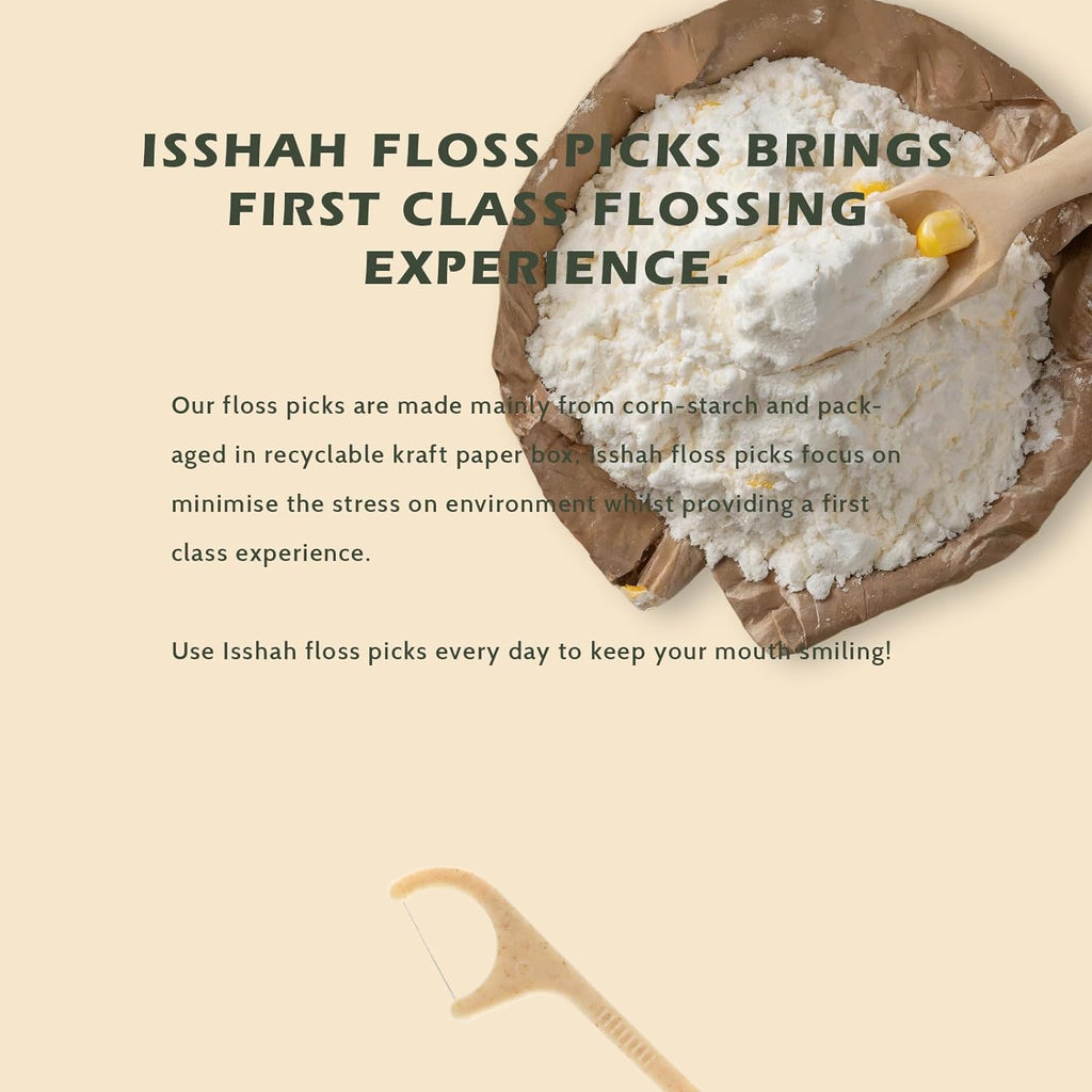 Natural Dental Floss Picks - 200 
